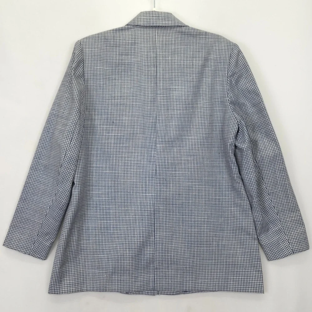 Pendleton Country Sophisticates Blazer Women 14 Navy Check‎ Silk Blend USA VTG